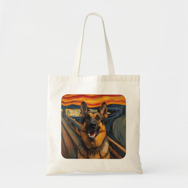 Bolso De Tela Expressionist Angst Painting German Shepherd (Frente)