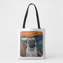 Bolso De Tela Expressionist Angst Painting–Inspired Pug Art