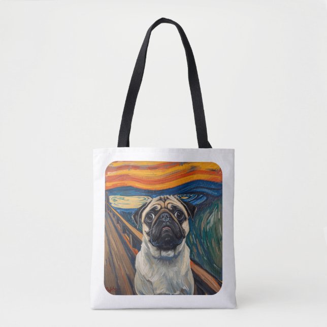 Bolso De Tela Expressionist Angst Painting–Inspired Pug Art (Anverso)