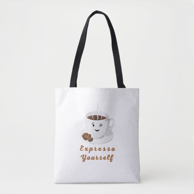 Bolso De Tela Expresso Yourself – Funny Smiling Coffee Tee (Anverso)