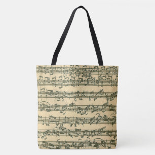 Bolso De Tela Extracto auténtico del manuscrito de Bach Chaconn