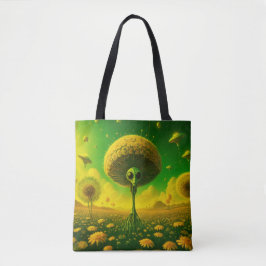 Bolso De Tela Extranjero En Un Campo De Dandelions