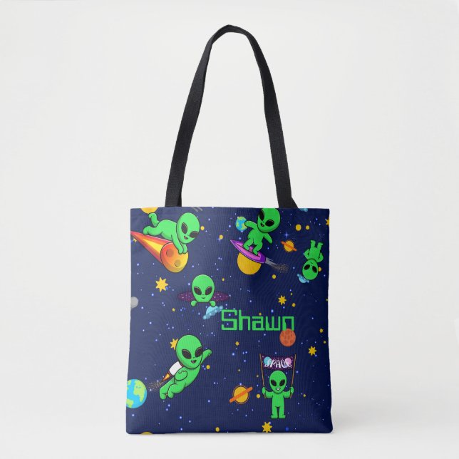 Bolso De Tela Extranjeros personalizados en el espacio (Anverso)