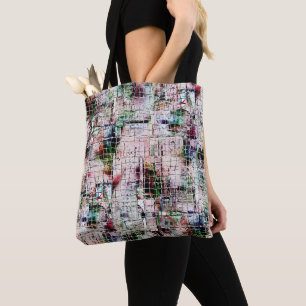 Bolso De Tela Extraño dibujo de color rústico bajo yute abstract