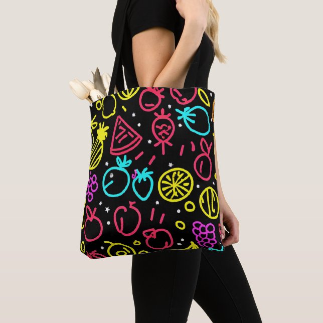 Bolso De Tela Extravaganza de la fruta de neón (Detalle)