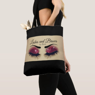 Bolso De Tela Eyelash and Brows - Purpurina Rojo Borgoña