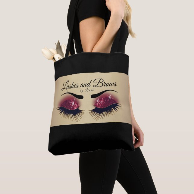 Bolso De Tela Eyelash and Brows - Purpurina Rojo Borgoña (Detalle)