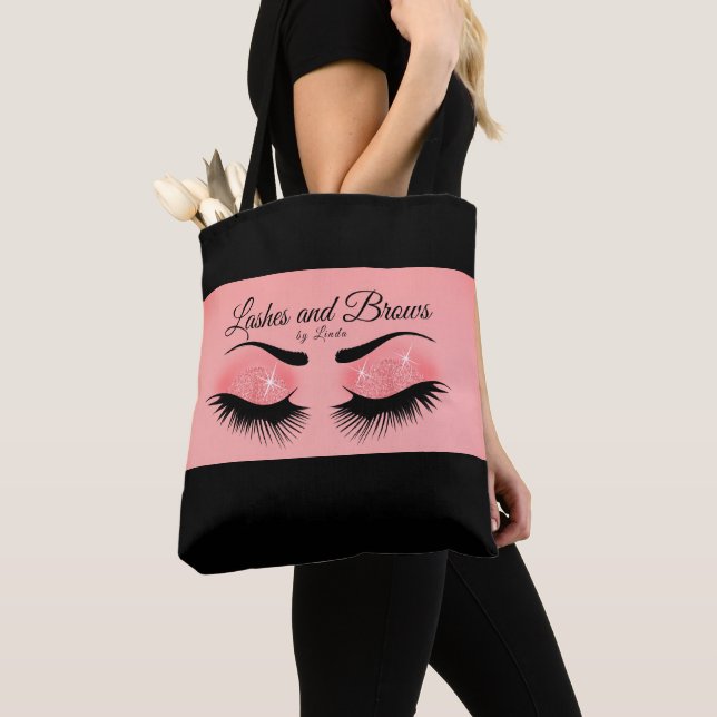 Bolso De Tela Eyelash y Brows - Coral rosa (Detalle)