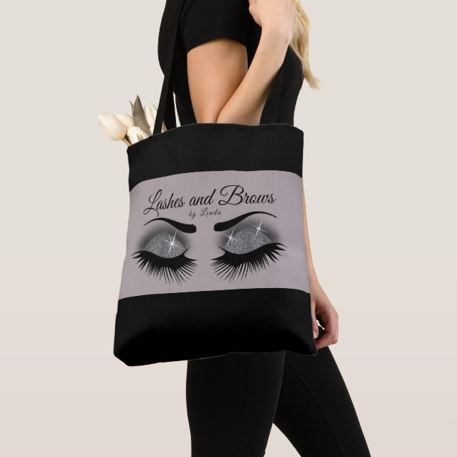 Bolso De Tela Eyelashes y brotes - Plata Gris Smokey (Detalle)
