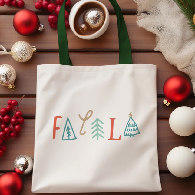Bolso De Tela Fa La La Funny Fiesta del Árbol de Navidad (Fa La La Funny Christmas Tree Holiday Tote Bag)