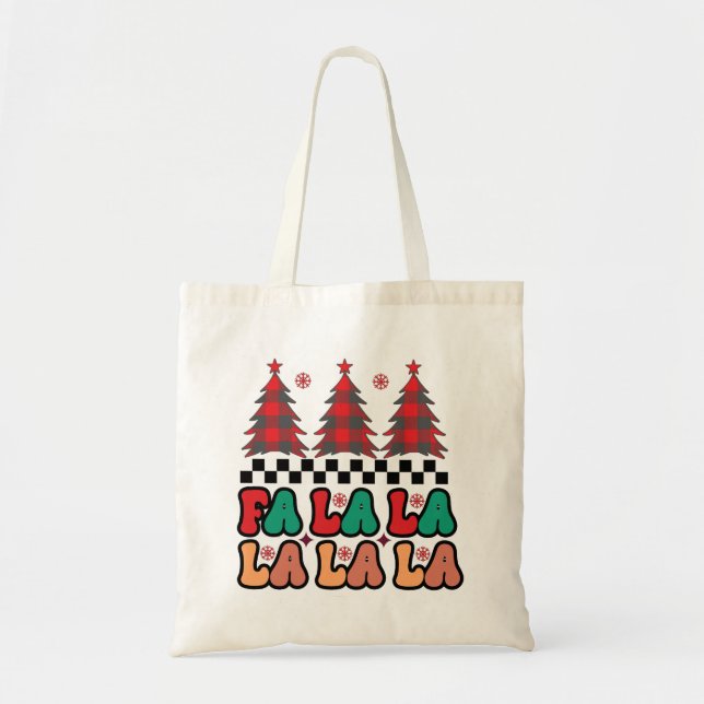 Bolso De Tela Fa la la Retro Groovy Navidades festivos (Frente)