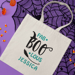 Bolso De Tela Fab-Boo-Lous Halloween Witch Nombre personalizado