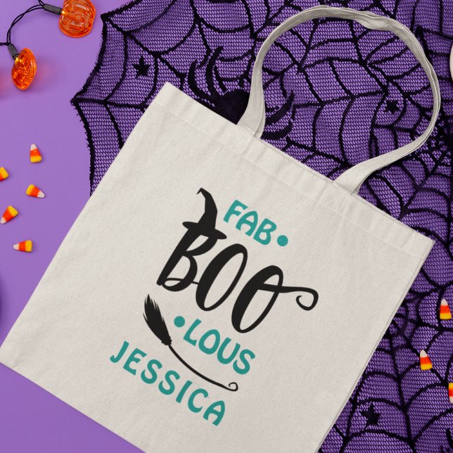 Bolso De Tela Fab-Boo-Lous Halloween Witch Nombre personalizado (Subido por el creador)