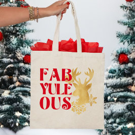 Bolso De Tela Fab-Yule-Ous Christmas Reindeer Red & Gold