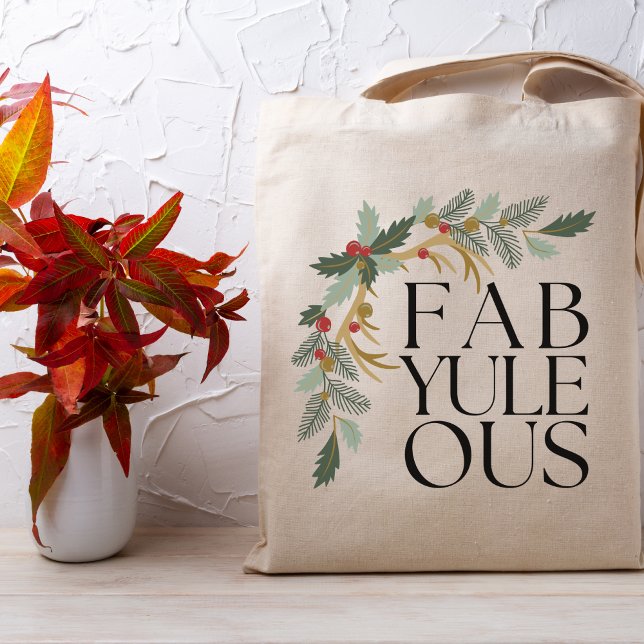 Bolso De Tela Fab-Yule-Ous Navidades modernos verdes, rojos y do (Subido por el creador)