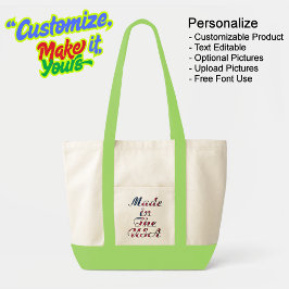 Bolso De Tela Fabricado en USA Natural & Lime Tote Bag
