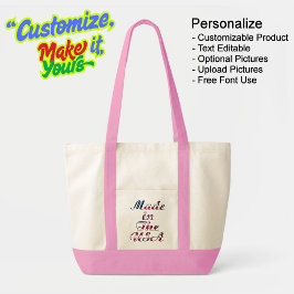Bolso De Tela Fabricado en USA Natural & Pink Tote Bag