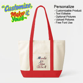 Bolso De Tela Fabricado en USA Natural & Red Tote Bag