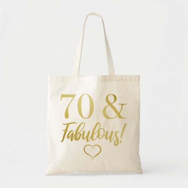 Bolso De Tela Fabuloso cumpleaños 70 (oro) (Frente)
