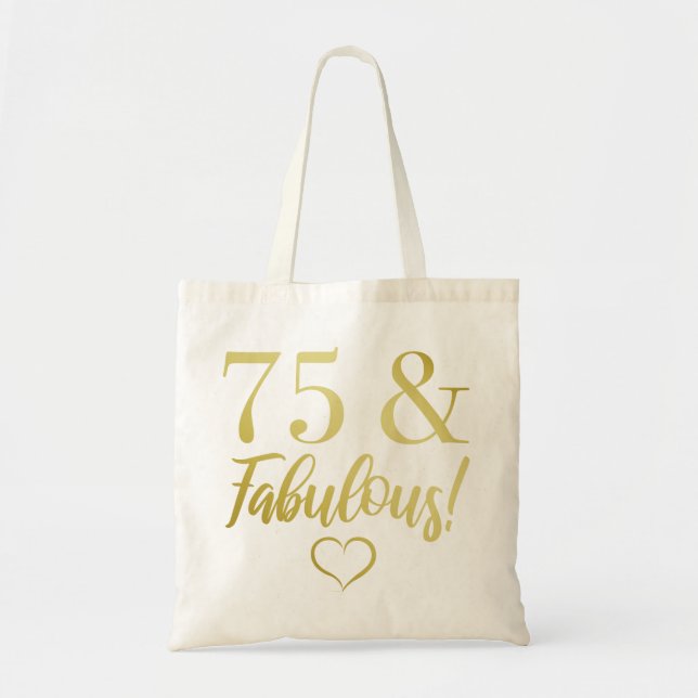 Bolso De Tela Fabuloso cumpleaños 75 (Oro) (Frente)