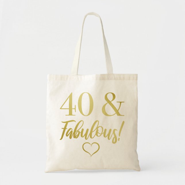 Bolso De Tela Fabuloso cumpleaños número 40 (oro) (Frente)