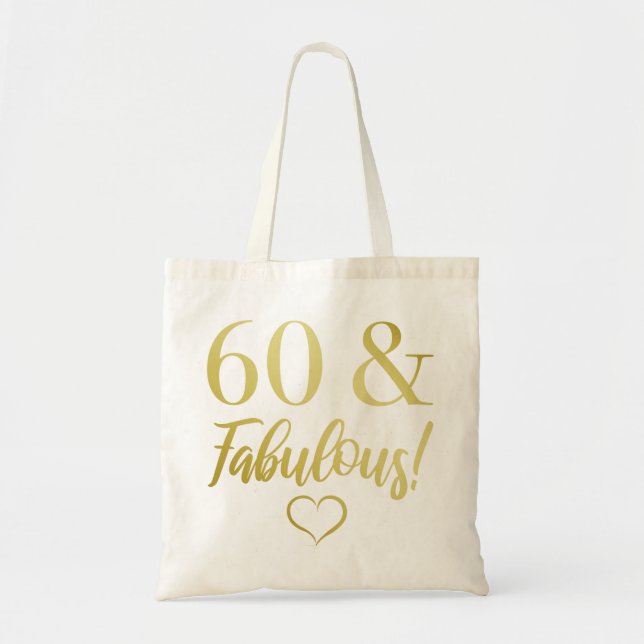 Bolso De Tela Fabuloso cumpleaños número 60 (oro) (Frente)