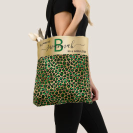 Bolso De Tela Fabuloso nombre de oro verde de leopardo de cumple