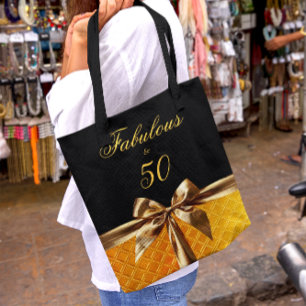 Bolso De Tela Fabuloso y 50 cuero brillante Black Gold Bow