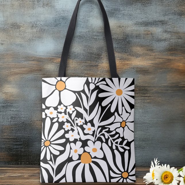 Bolso De Tela Fabulous Floral Black and White Abstract (Subido por el creador)