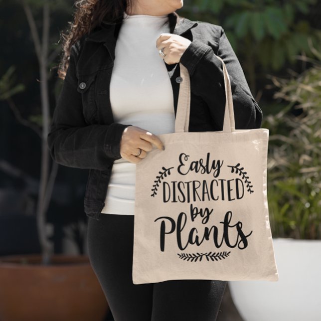 Bolso De Tela Fácilmente Distrado Por Las Plantas (Easily distracted by plants bag)