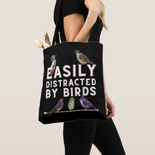 Bolso De Tela Fácilmente Distraído Por Aves Divertido Amante De 