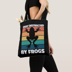 Bolso De Tela Fácilmente Distraído Por Las Ranas Amantes Del Dis