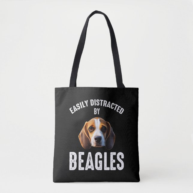 Bolso De Tela Fácilmente Distraído Por Los Beagles (Anverso)