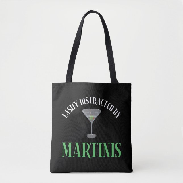 Bolso De Tela Fácilmente Distraído Por Martinis (Anverso)