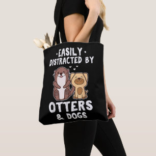 Bolso De Tela Fácilmente Distraído Por Nutrias y Perros Divertid