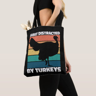 Bolso De Tela Fácilmente Distraído Por Turkeys Cute Dueño Fiesta