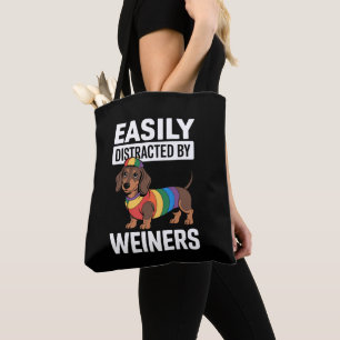 Bolso De Tela Fácilmente Distraído Por Weiners LGBTQ Arcoíris Ga