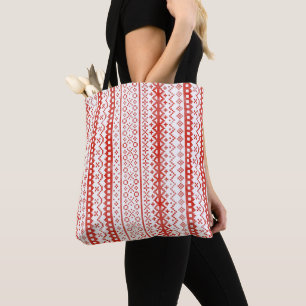 Bolso De Tela Faded Fair Isle Knit Watercolor Cabincore rojo