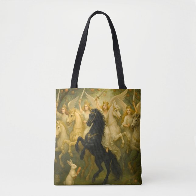 Bolso De Tela FairyTale Horses and Ethereal Guardian AngelsTote (Anverso)