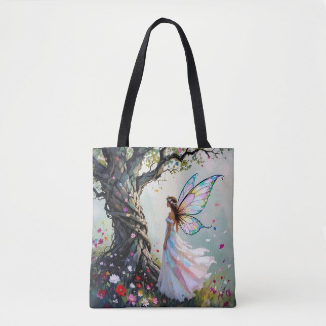 Bolso De Tela Fairytale Inspired Fairy and Whimsical Tree (Anverso)