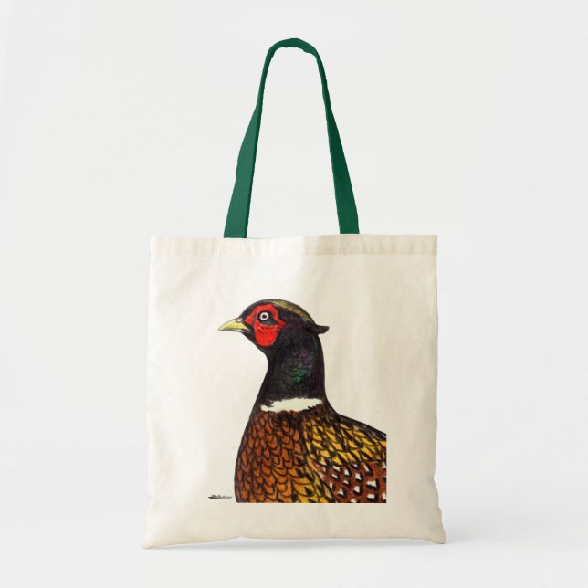 Bolso De Tela Faisán:  Cabeza de Ringneck (Frente)