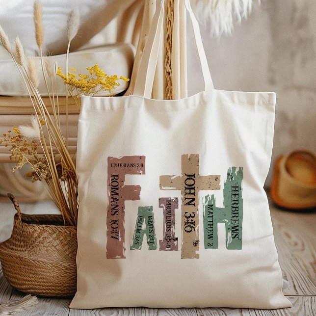 Bolso De Tela Faith Christian Cross Bible Verse (Carry your faith in style with our tote bag, featuring a bold and inspiring "Faith" design!)