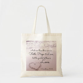 Bolso De Tela Faith Hope Love, 1 Corinthians 13:13, Ocean Beach