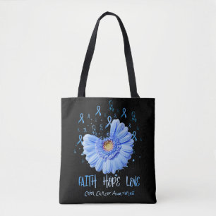 Bolso De Tela Faith Hope Love Colon Cancer Awareness Flower