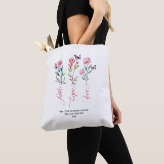 Bolso De Tela Faith Hope Love Wildflowers Iglesia Personalizado