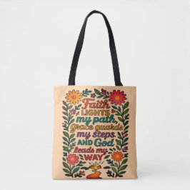 Bolso De Tela Faith Lights My Path Christian Art - Inspirational
