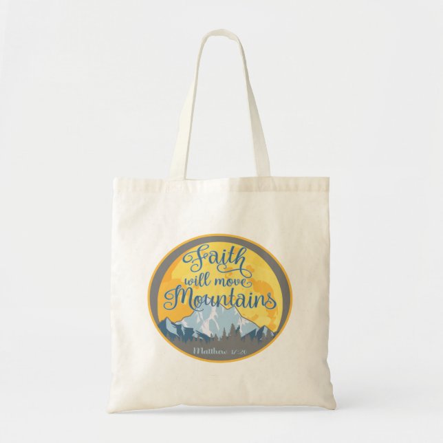 Bolso De Tela Faith Move Mountains Diseño cristiano (Frente)