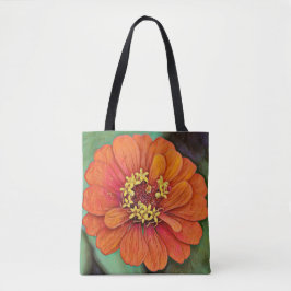 Bolso De Tela Faith Naranja Zinnia Flower Art Tote