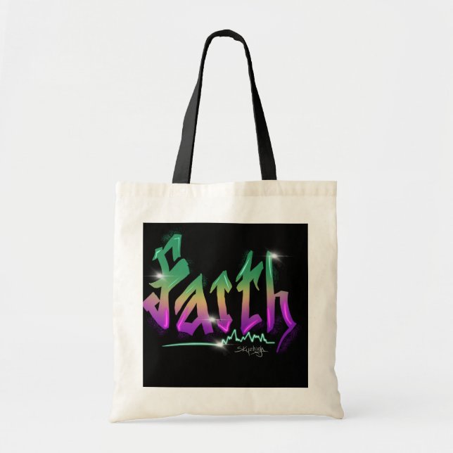 Bolso De Tela Faith Neon Urban Street Art (Frente)