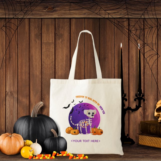 Bolso De Tela Fall Halloween Foky Trick o Trete Tote Bag (Trick or Treat OR show up to the Halloween party in style. Represent your favorite dog breed!!)